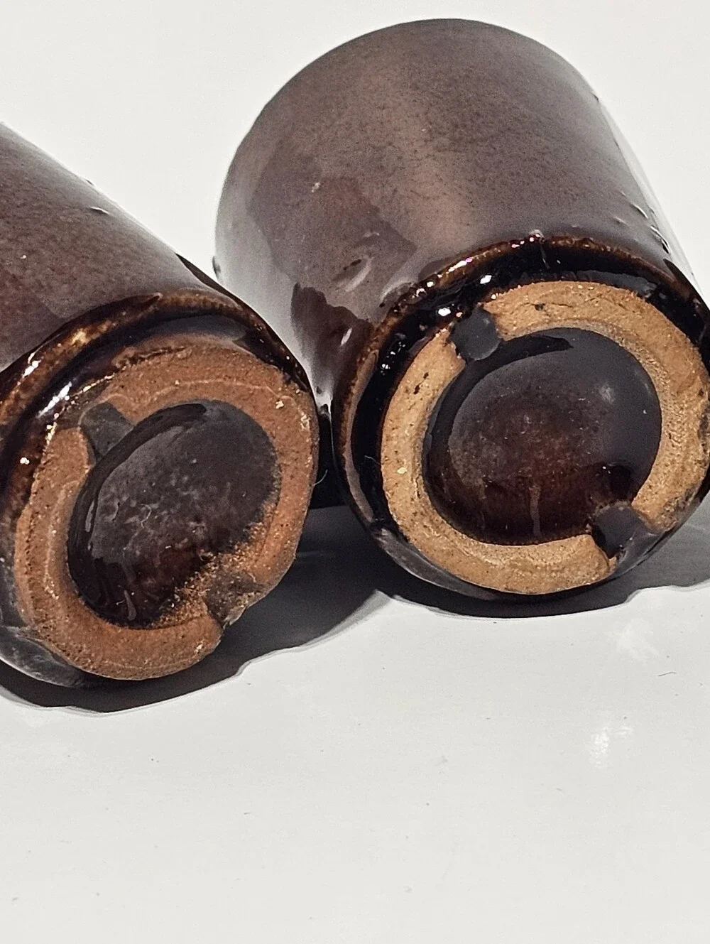 Vintage Mid-century Brown Glazed Ceramic Miniature Mug-style Shot Glasses 4